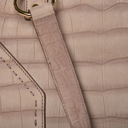 Saint Laurent Nubuck Croc Embossed Oversized Muse Beige 11 of 12