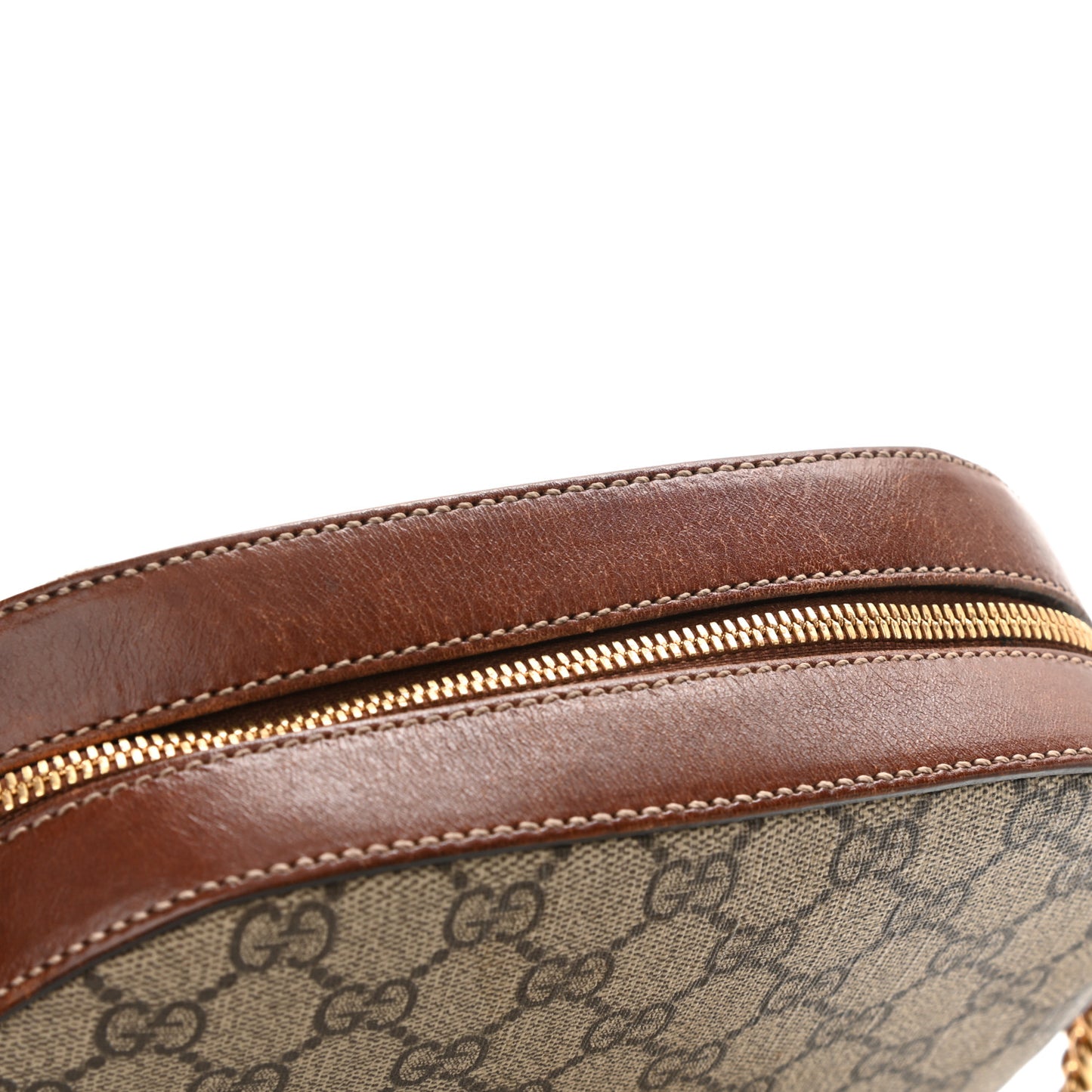 GG Supreme Monogram Cuoio Toscano Mini Chain Shoulder Bag Beige Ebony Cuir