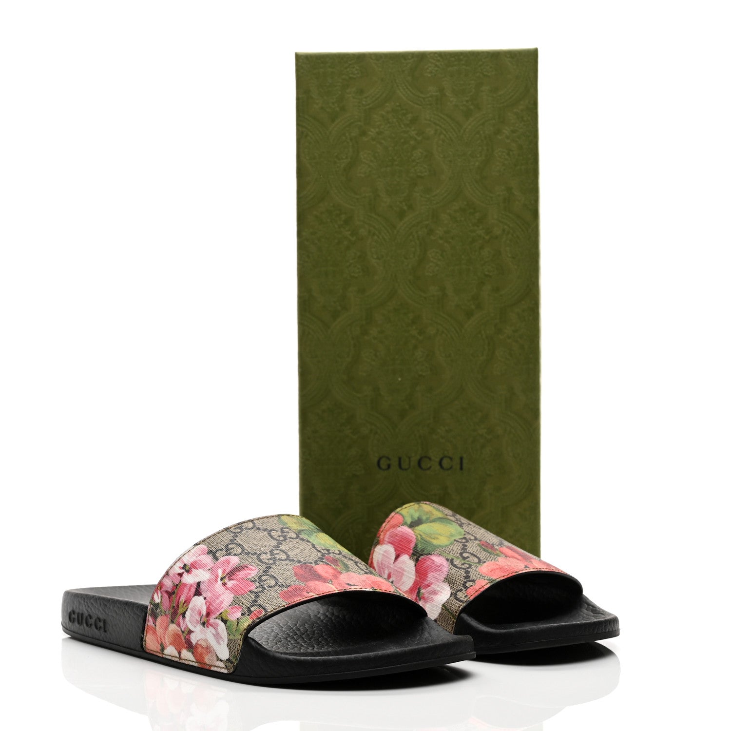 Gucci GG Supreme Monogram Blooms Slide Sandals 37 Beige Multicolor 8 of 8