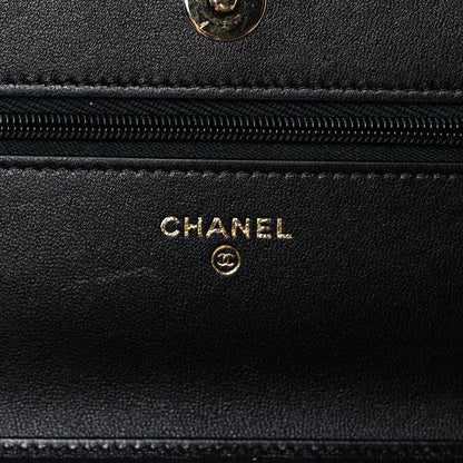 Chanel Lambskin Quilted Wallet On Chain WOC Black 6 of 14