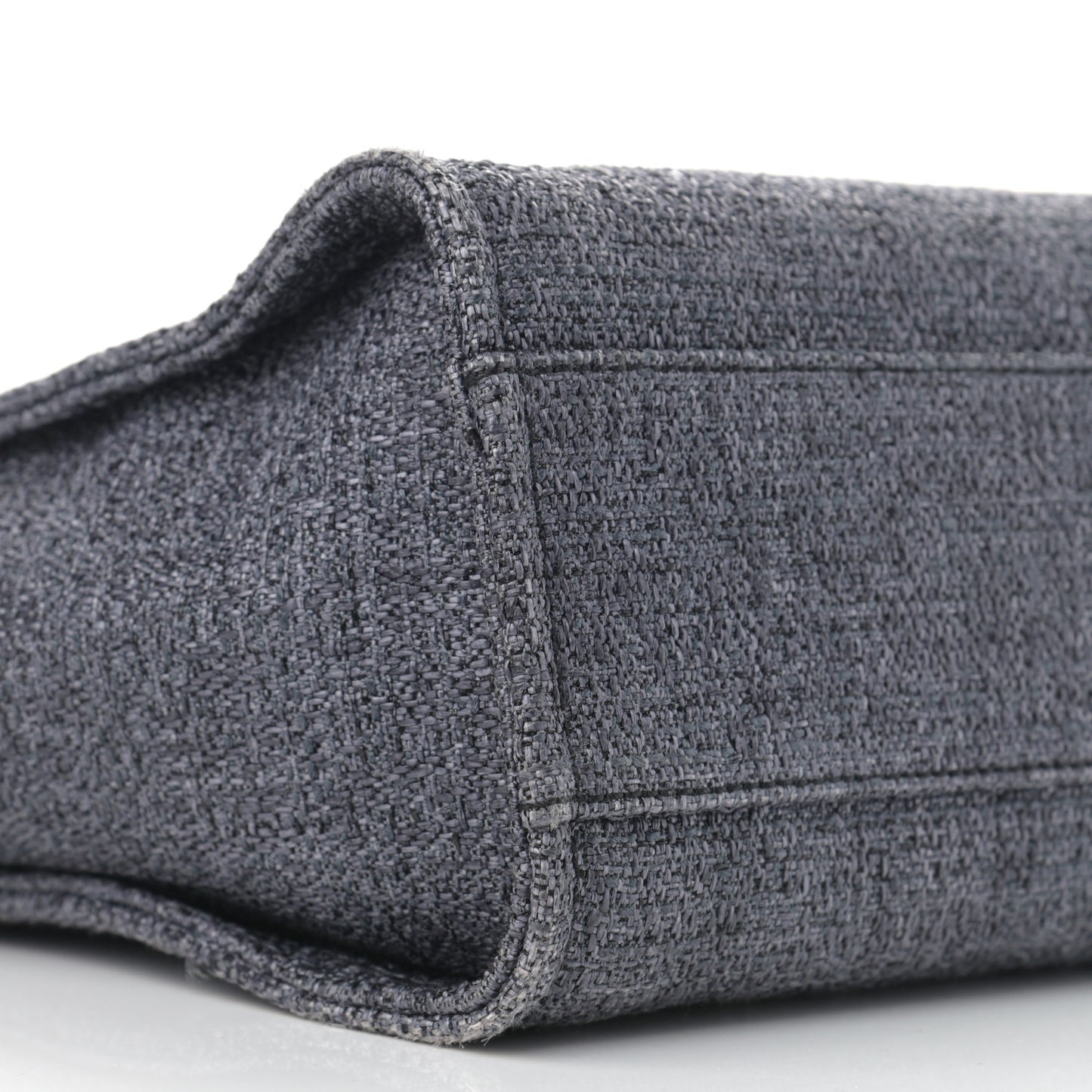 Woven Straw Raffia Small Deauville Tote Charcoal