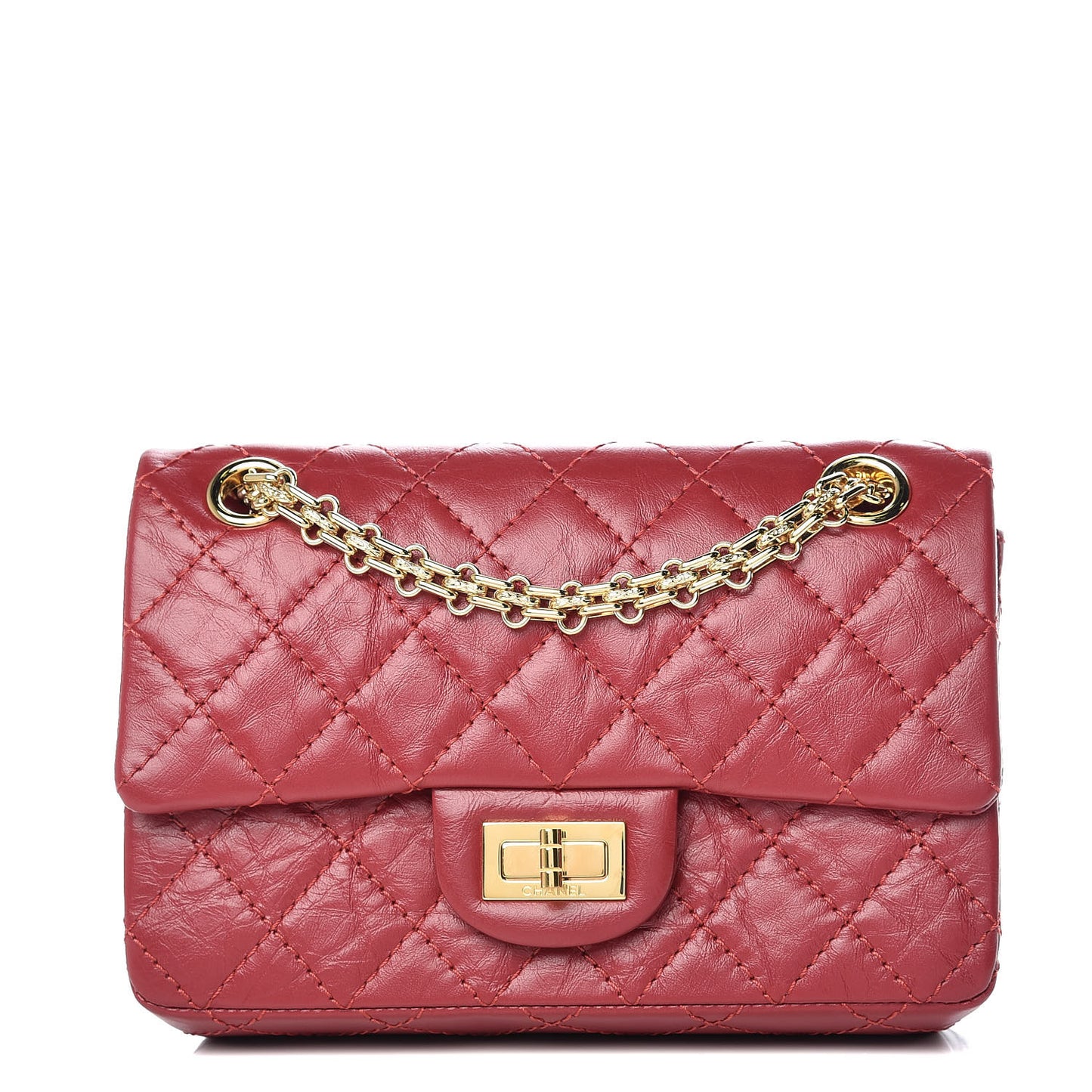 Aged Calfskin Quilted 2.55 Reissue Mini Flap Red