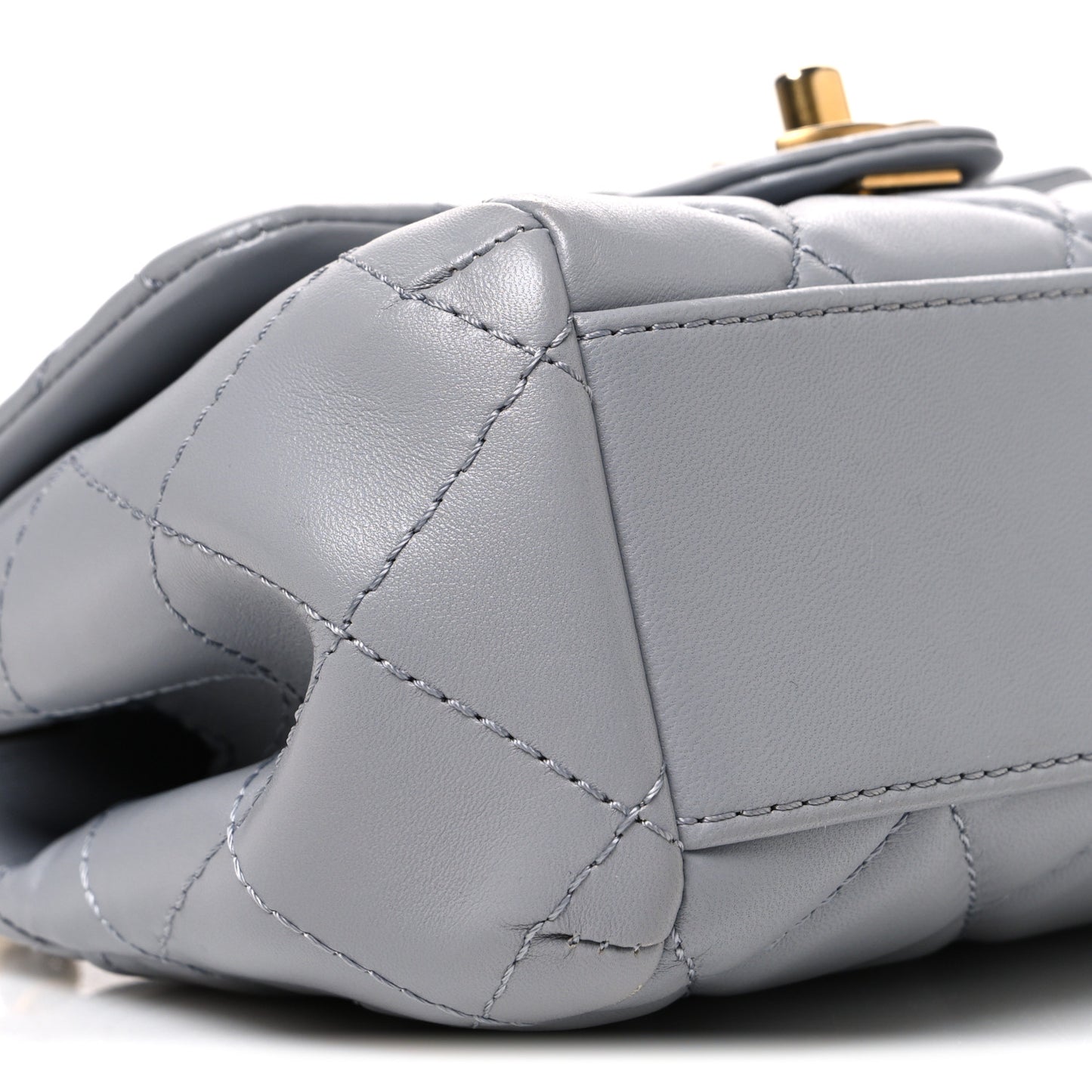 Lambskin Quilted Mini Flap Light Grey