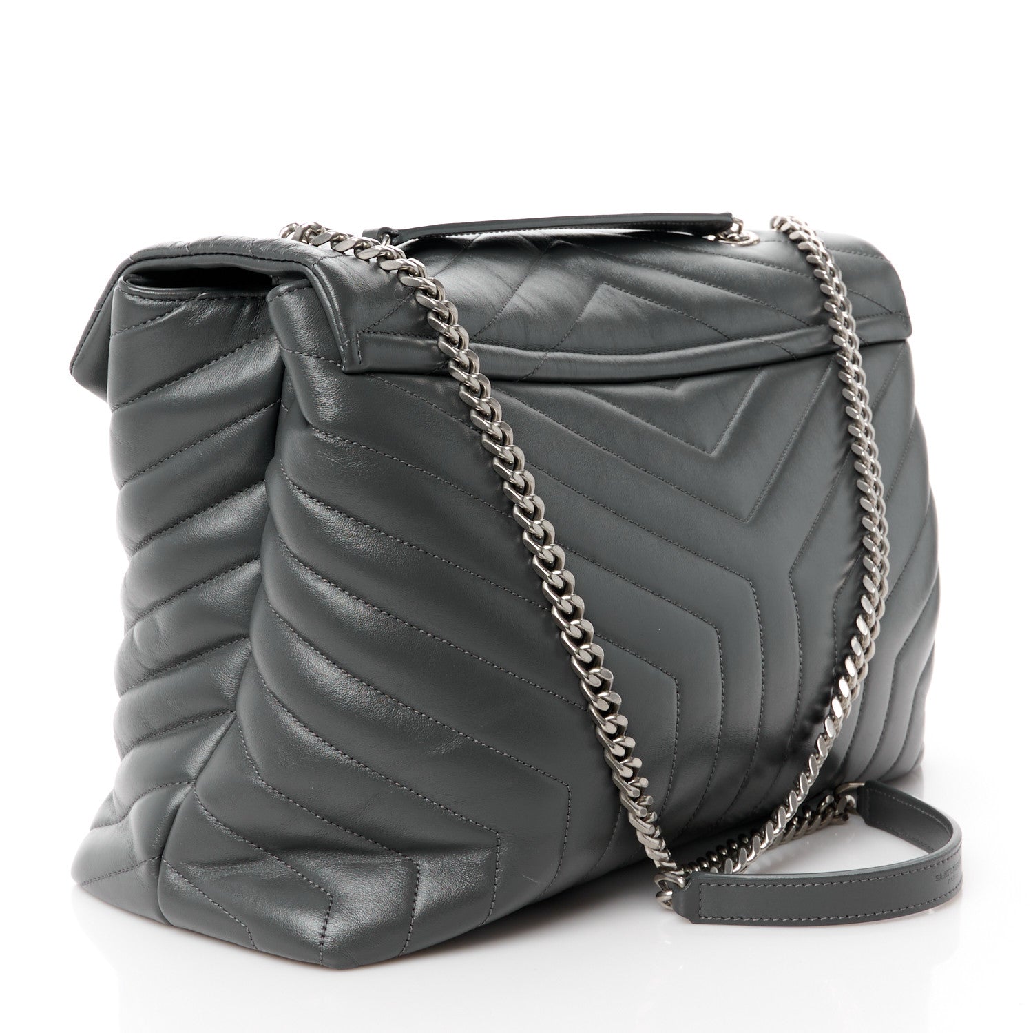 Saint Laurent Calfskin Y Quilted Monogram Large Loulou Chain Satchel Earth 3 of 14