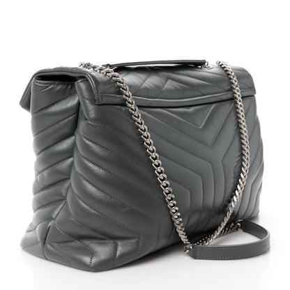 Saint Laurent Calfskin Y Quilted Monogram Large Loulou Chain Satchel Earth 3 of 14