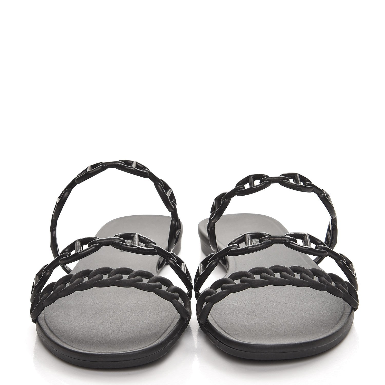 Hermes Rubber Chaine d'Ancre Rivage Sandals 38 Black 2 of 8