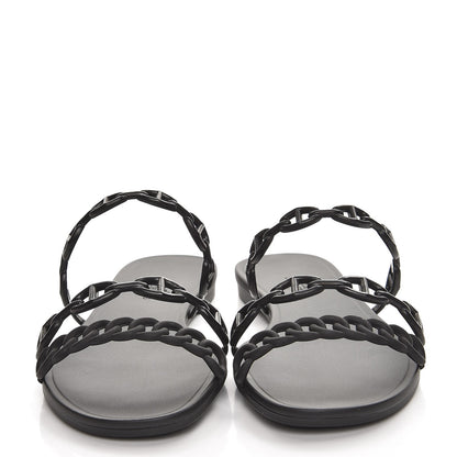 Hermes Rubber Chaine d'Ancre Rivage Sandals 38 Black 2 of 8