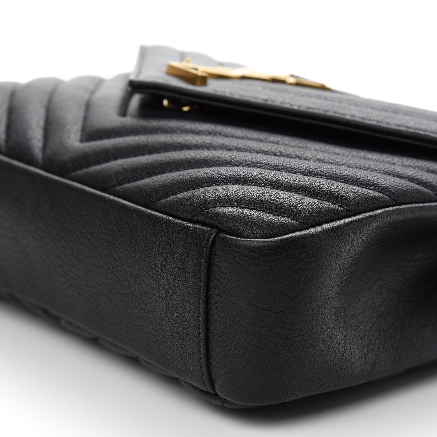 Saint Laurent Sheepskin Matelasse Chevron Monogram Medium College Bag Black 8 of 8