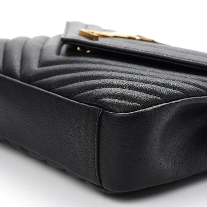 Saint Laurent Sheepskin Matelasse Chevron Monogram Medium College Bag Black 8 of 8