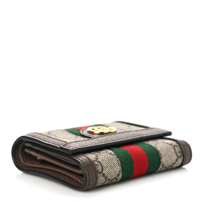 Gucci GG Supreme Monogram Web Ophidia French Flap Wallet Beige New Acero 4 of 8