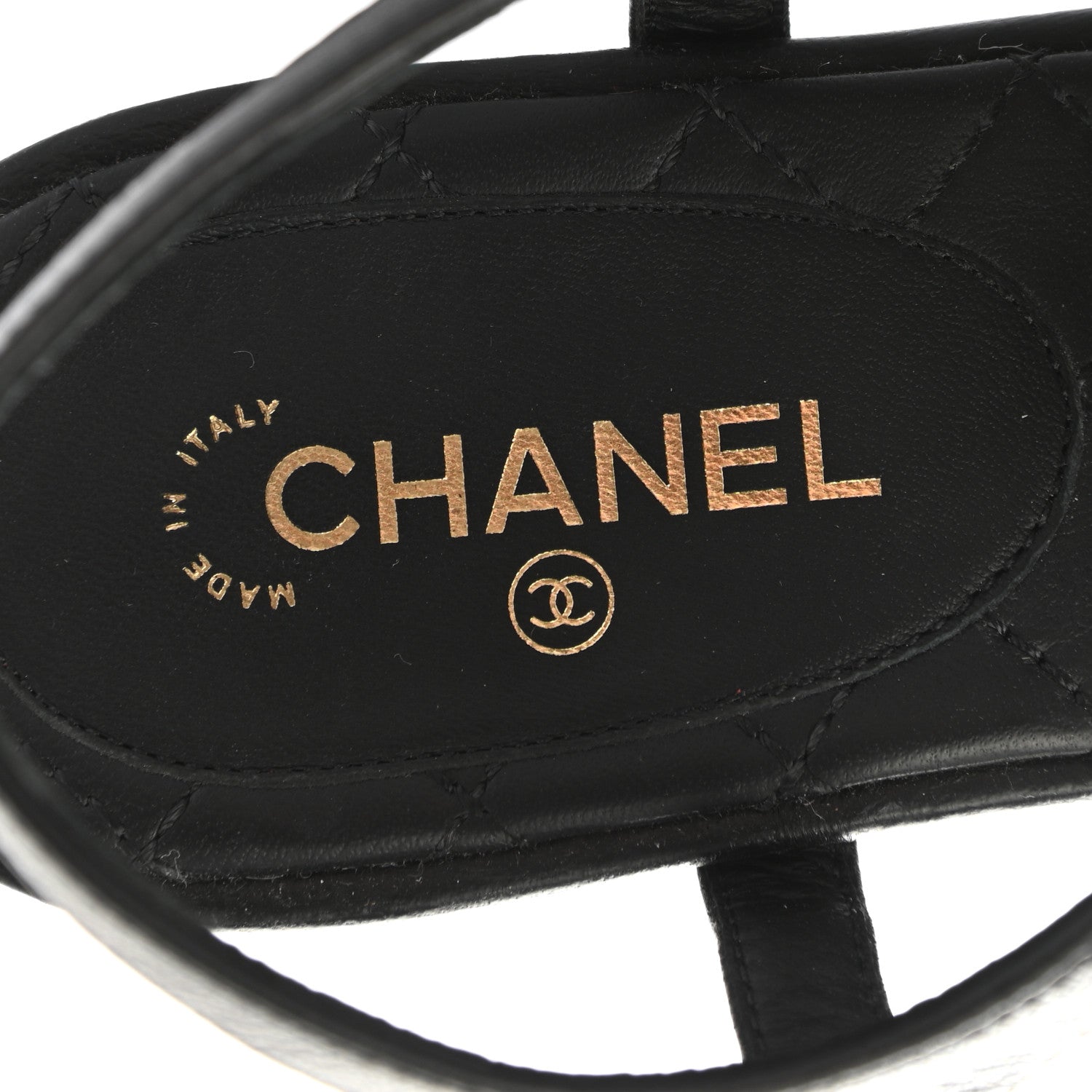 Chanel Lambskin Grosgrain Bow CC Chain Thong Sandals 36 Black Gold 7 of 8