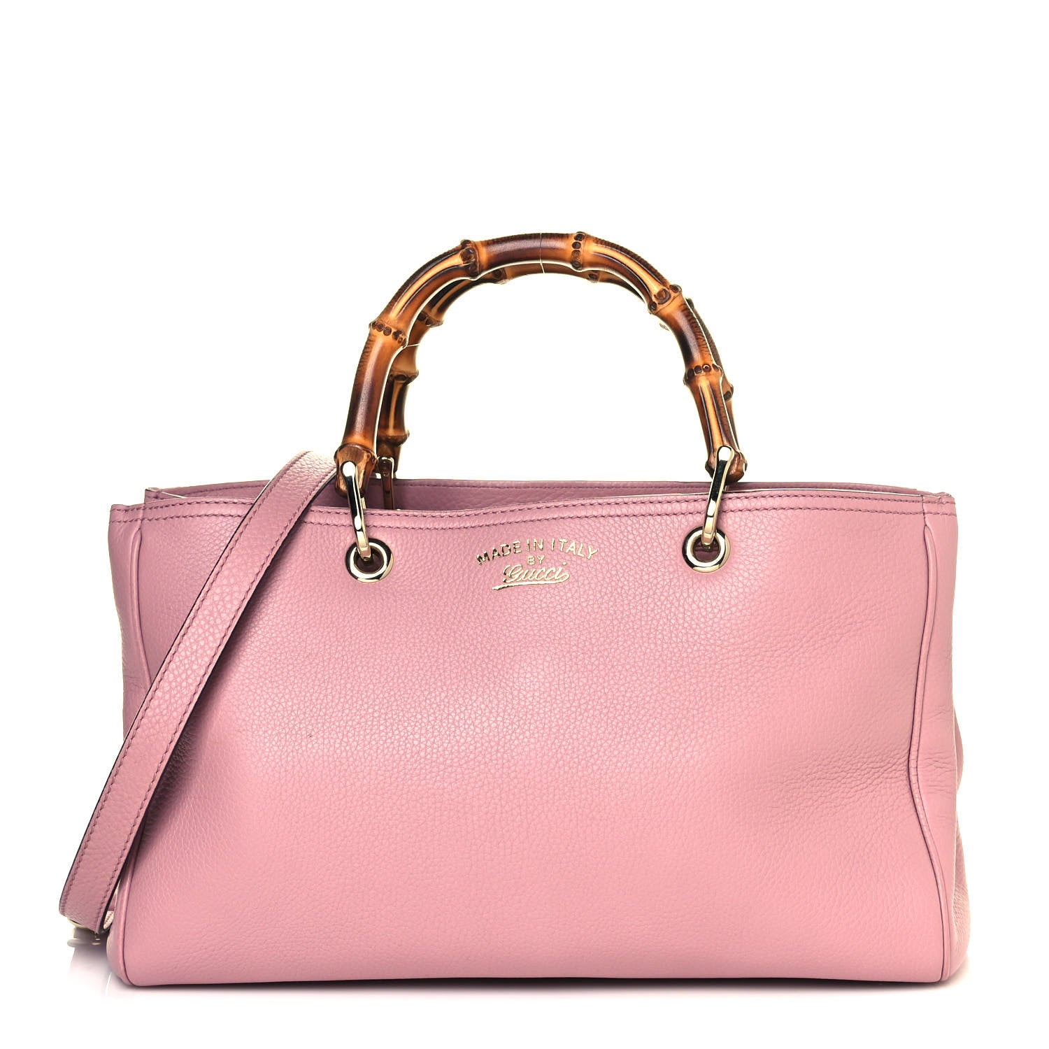 Gucci Pebbled Calfskin Medium Bamboo Shopper Tote Pink 1 of 13