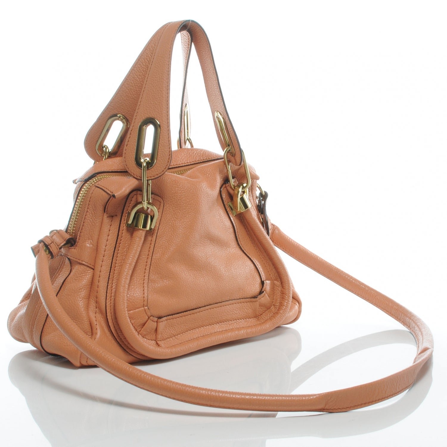 Chloe Leather Small Paraty Tote Salmon 3 of 8