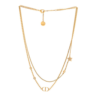 Christian Dior Metal Crystal Petit CD Double Necklace Gold 3 of 4