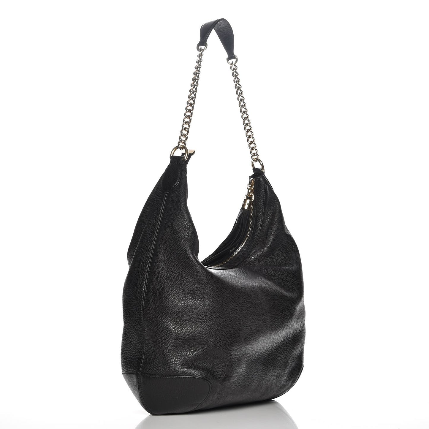Pebbled Calfskin Medium Soho Chain Hobo Black