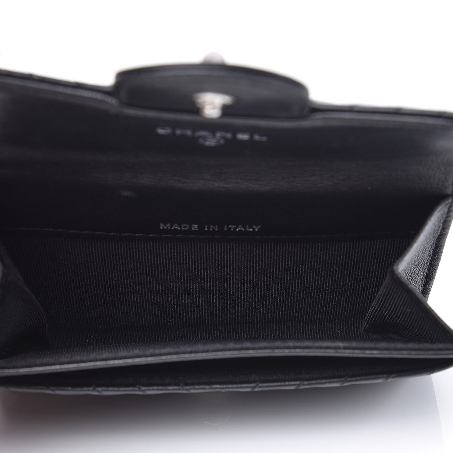 Aged Calfskin Chevron Quilted Card Holder Wallet So Black