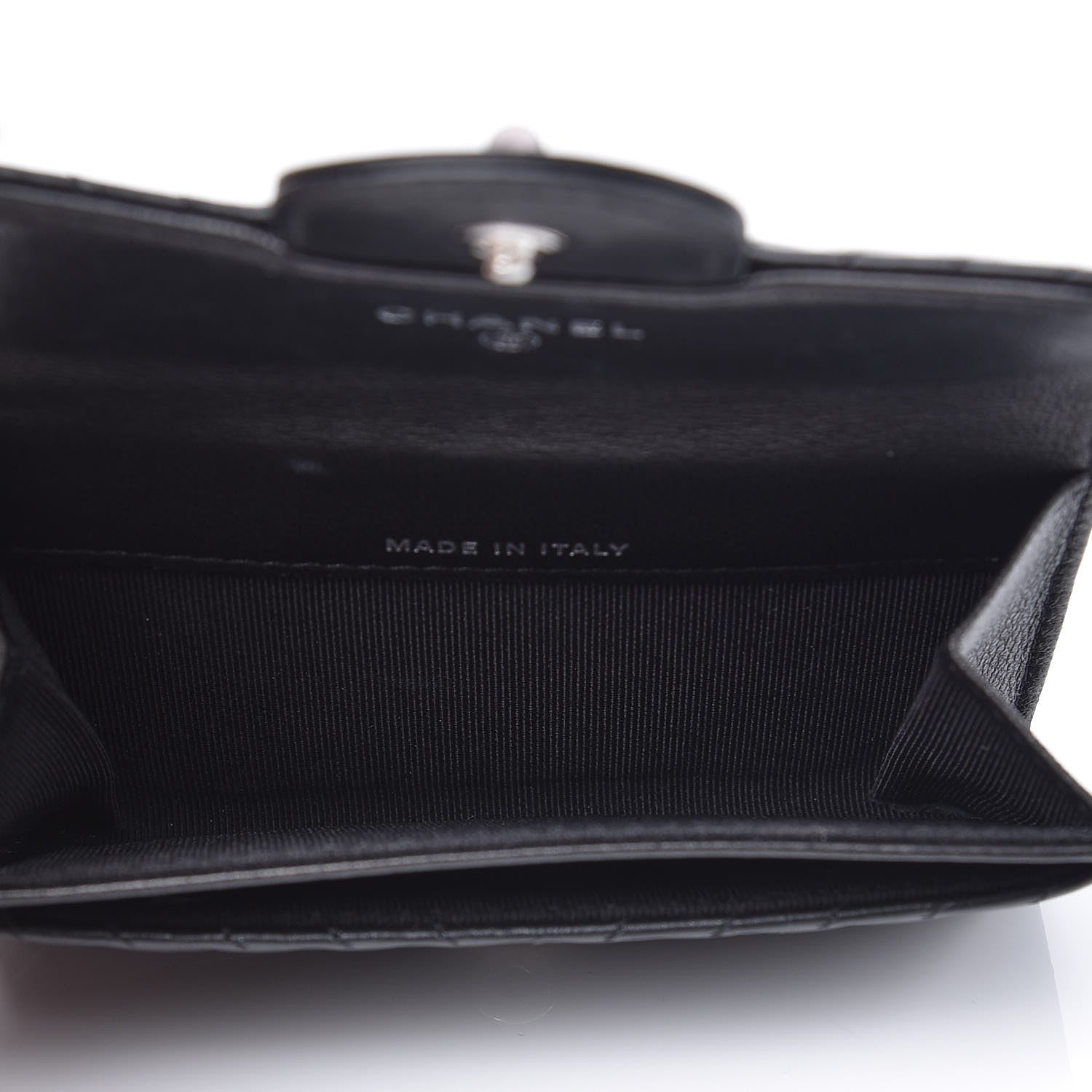 Chanel Aged Calfskin Chevron Quilted Card Holder Wallet So Black 5 of 8