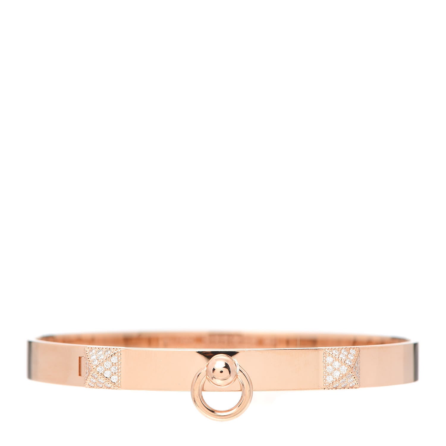 Hermes 18K Rose Gold Diamond PM Collier De Chien Bracelet SH 1 of 6