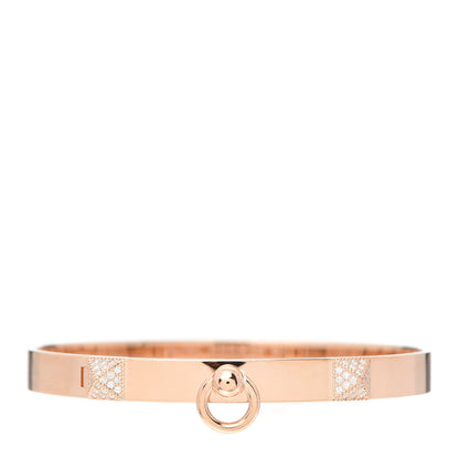 Hermes 18K Rose Gold Diamond PM Collier De Chien Bracelet SH 1 of 6
