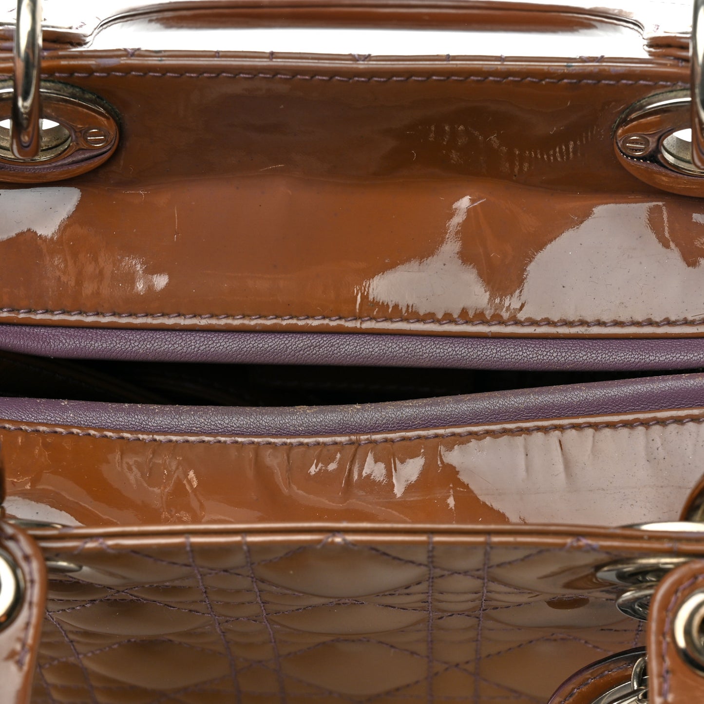 Patent Cannage Medium Lady Dior Brown