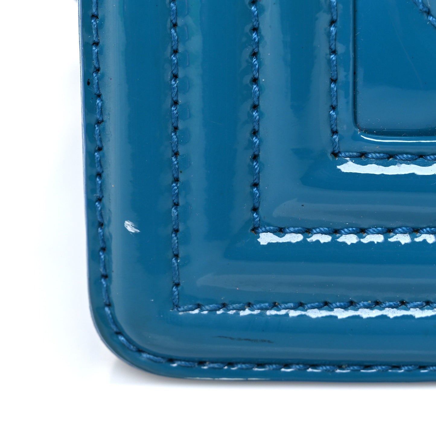 Patent Calfskin Medium Plexiglass Boy Flap Blue