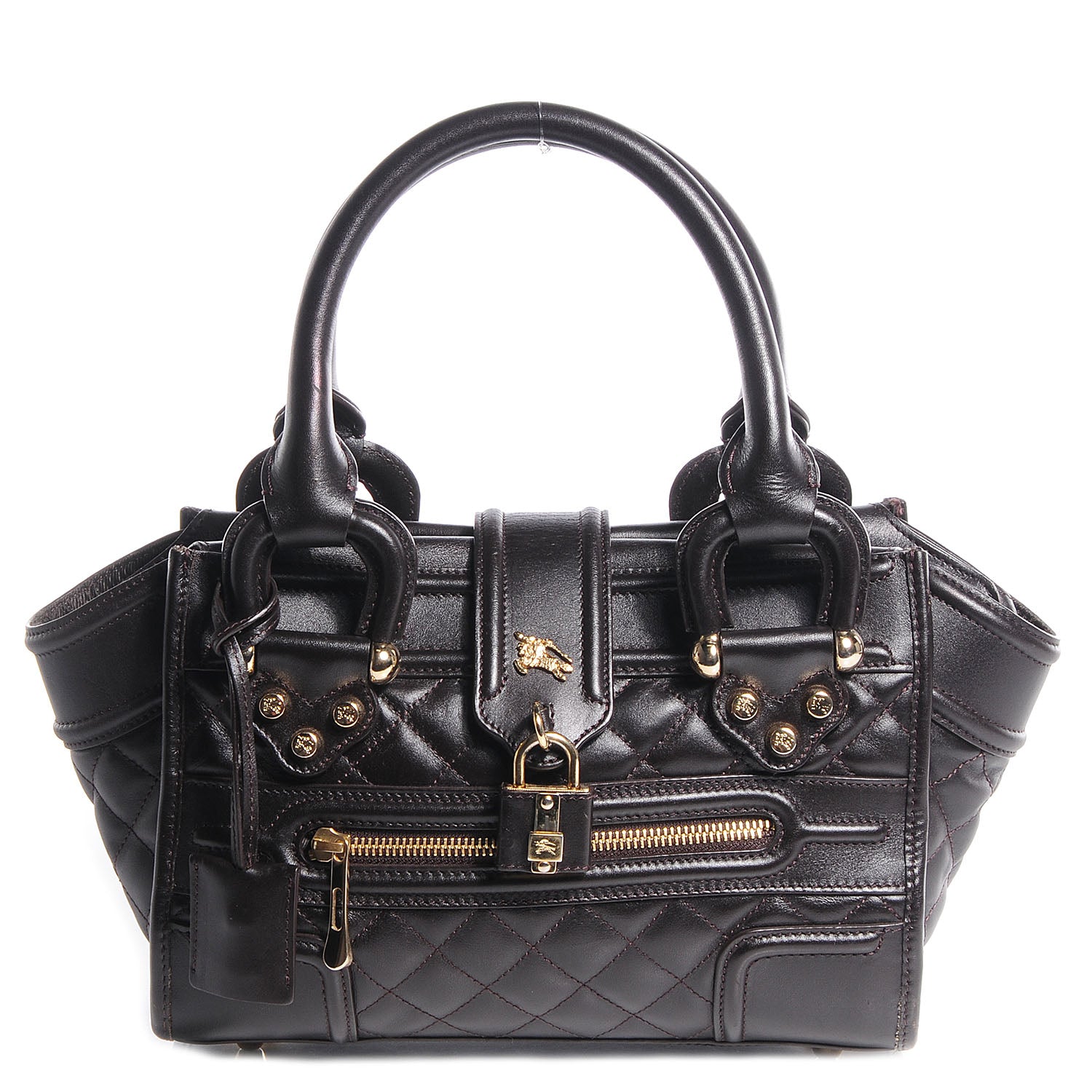 Burberry Quilted Calfskin Manor Tote Dark Brown 1 of 10