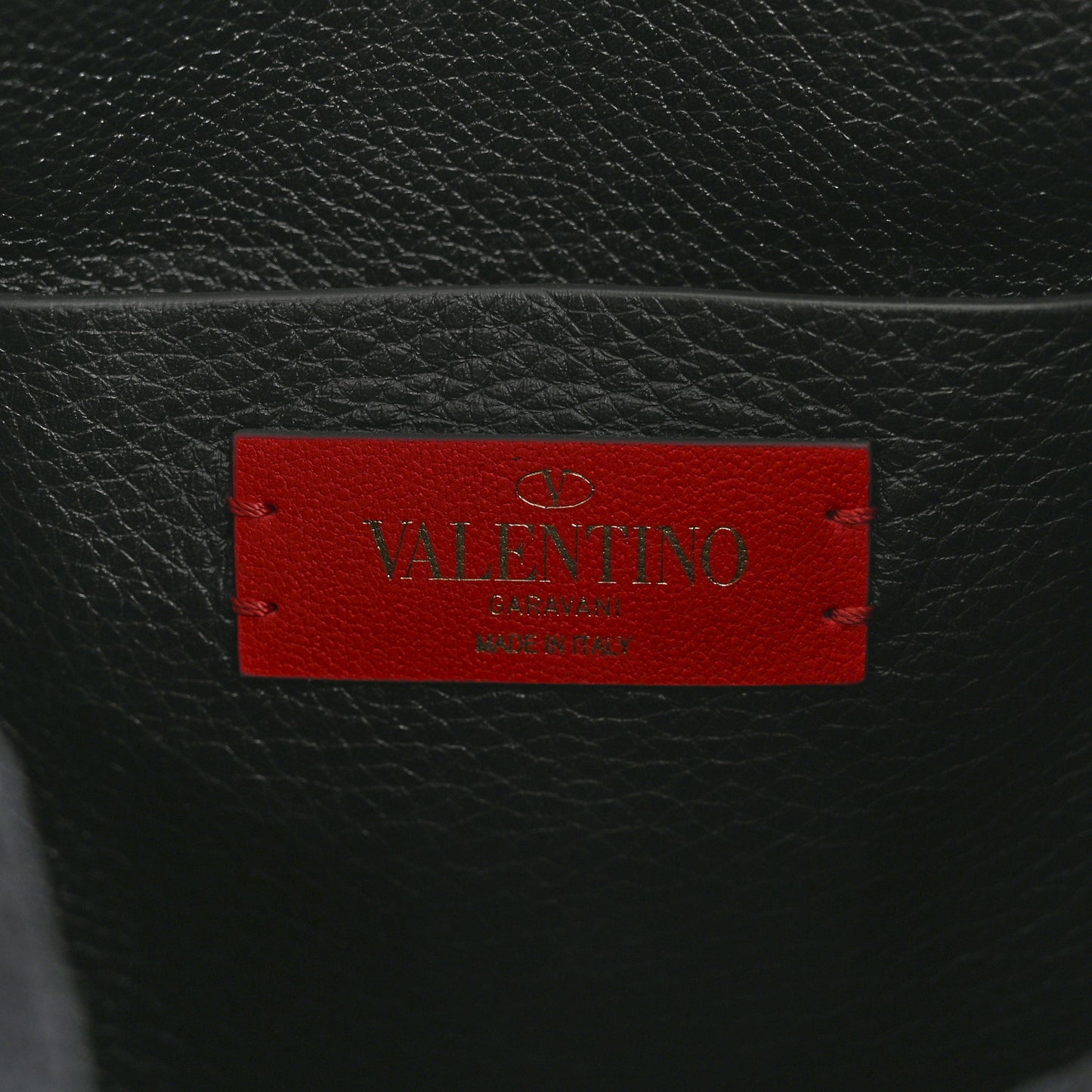 Grained Calfskin Rockstud Backpack Black