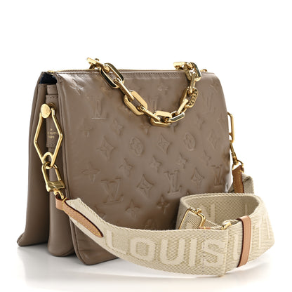 Louis Vuitton Lambskin Embossed Monogram Coussin PM Taupe 3 of 13