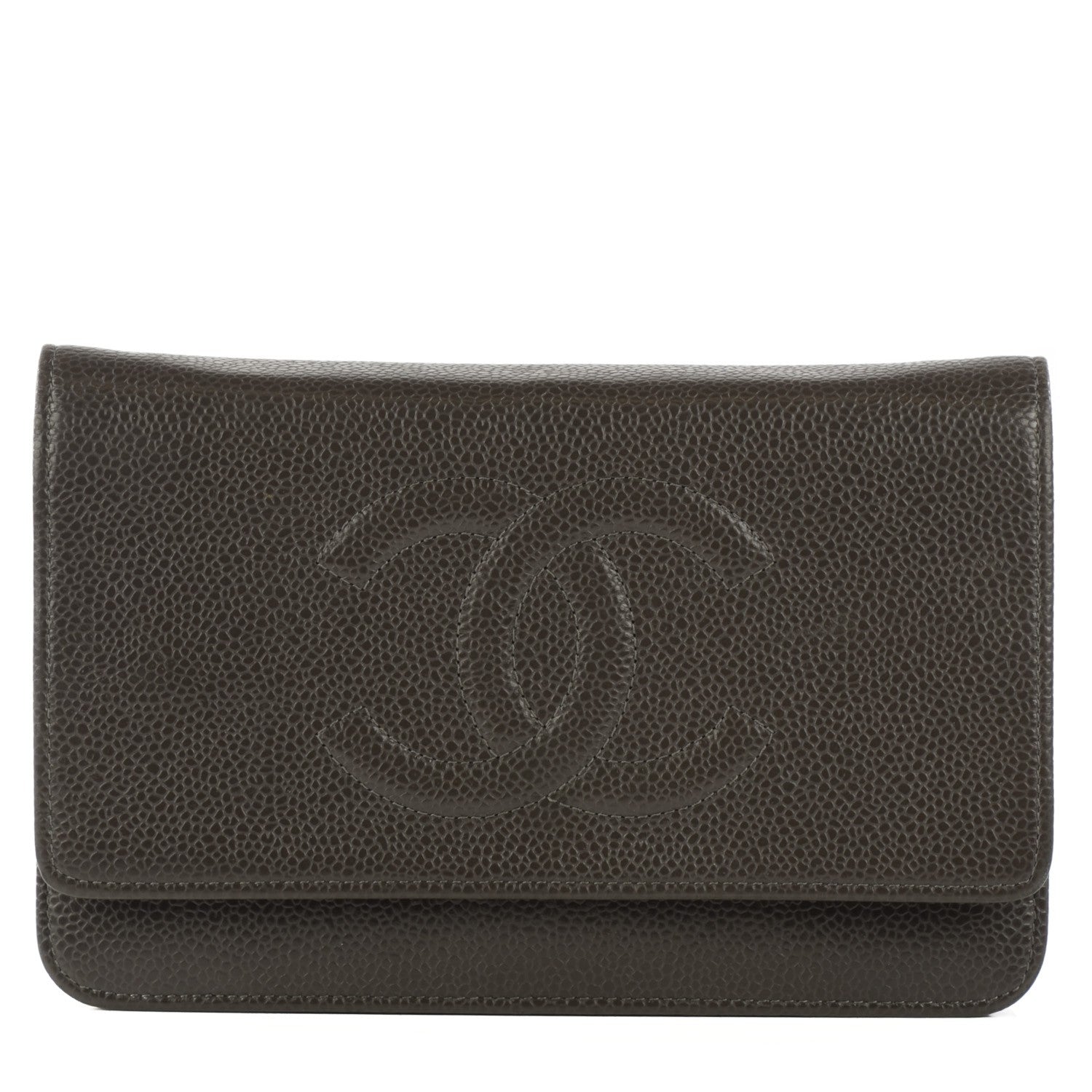 Chanel Caviar Timeless CC Wallet on Chain WOC Grey 1 of 8