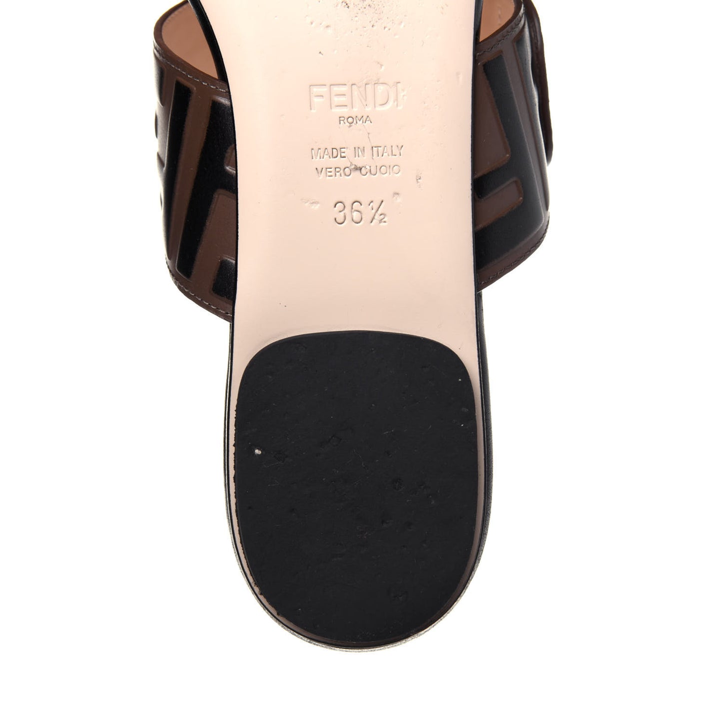 Vitello FF Embossed Buckle Flat Mules 36.5 Maya Black
