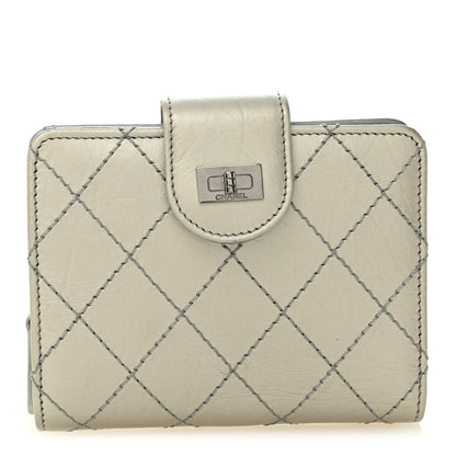 Chanel Metallic Aged Calfskin Stitched Reissue Compact Wallet  Silver 1 of 7
