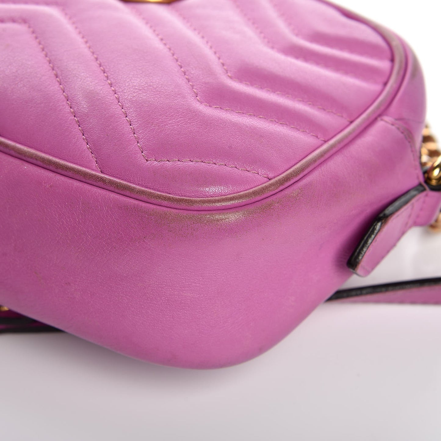 Calfskin Matelasse Mini GG Marmont Chain Shoulder Bag Candy Mousse