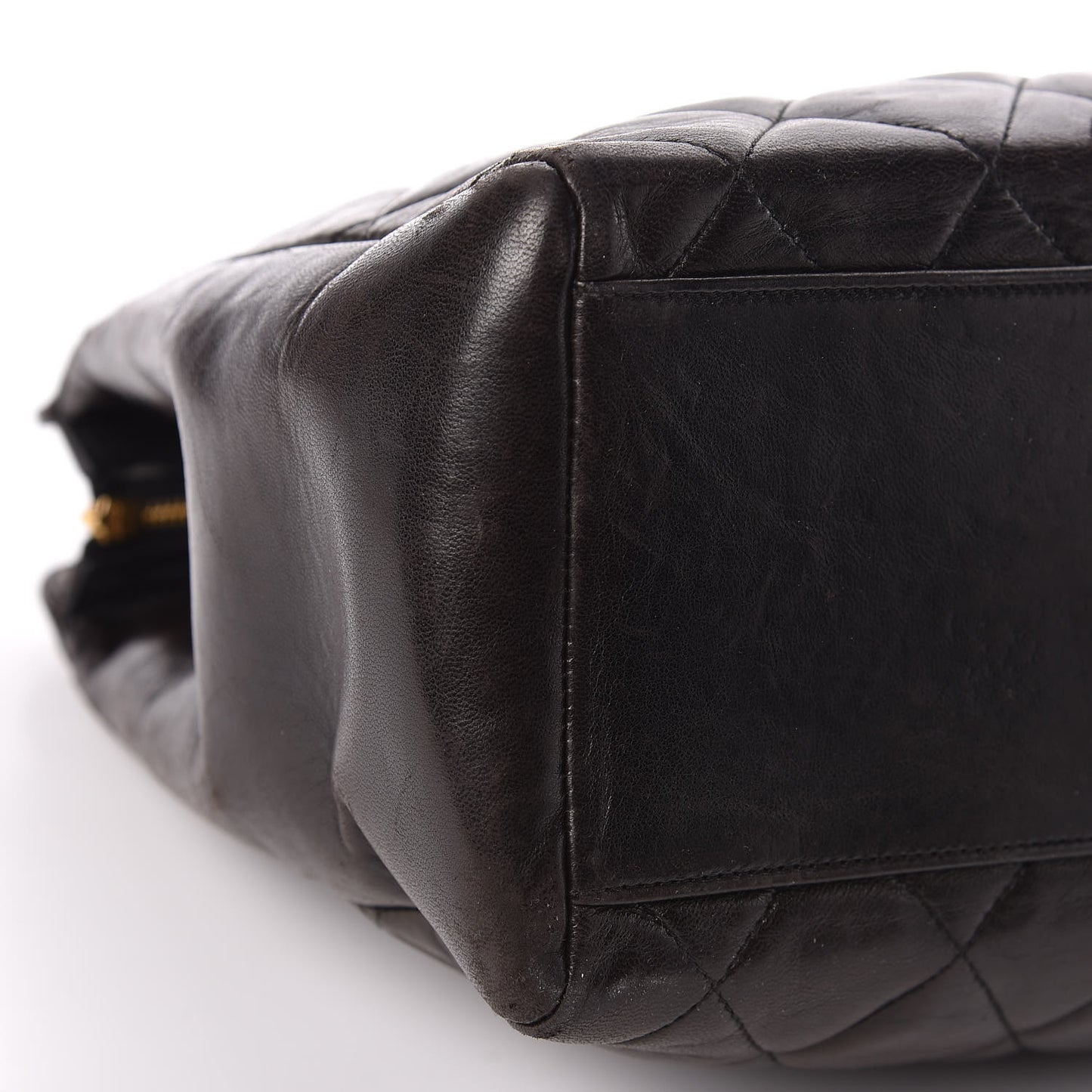Lambskin Quilted Shopping Tote Black