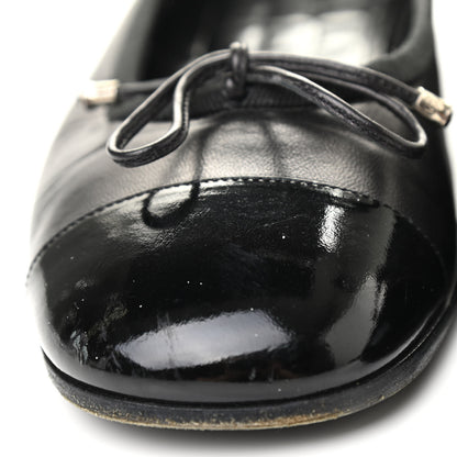 Chanel Lambskin Patent Cap Toe Ballerina Flats 37.5 Black 9 of 9