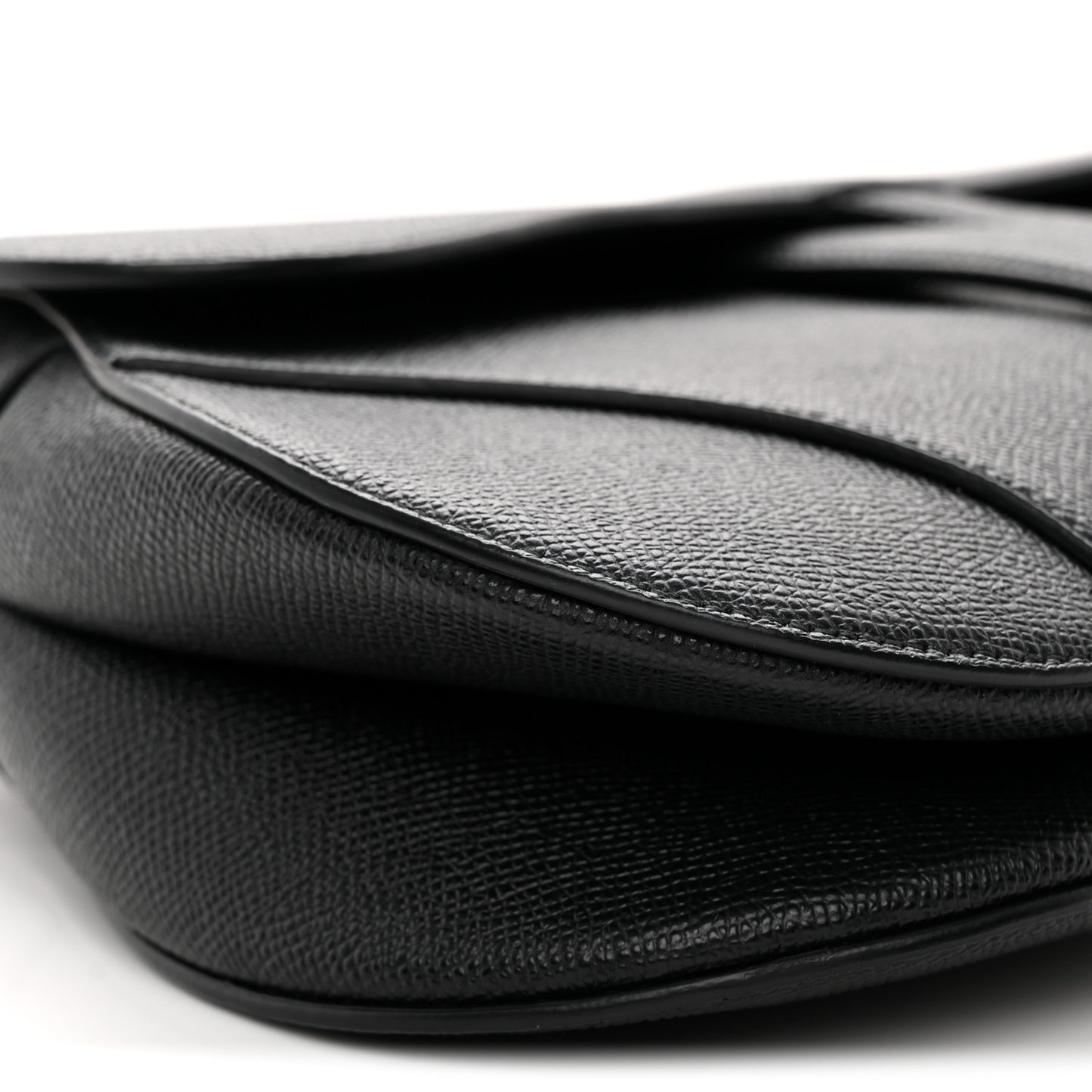 Grained Calfskin Saddle Bag With Strap Black