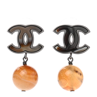 Chanel Agate Bead CC Drop Earrings Brown 1 of 4
