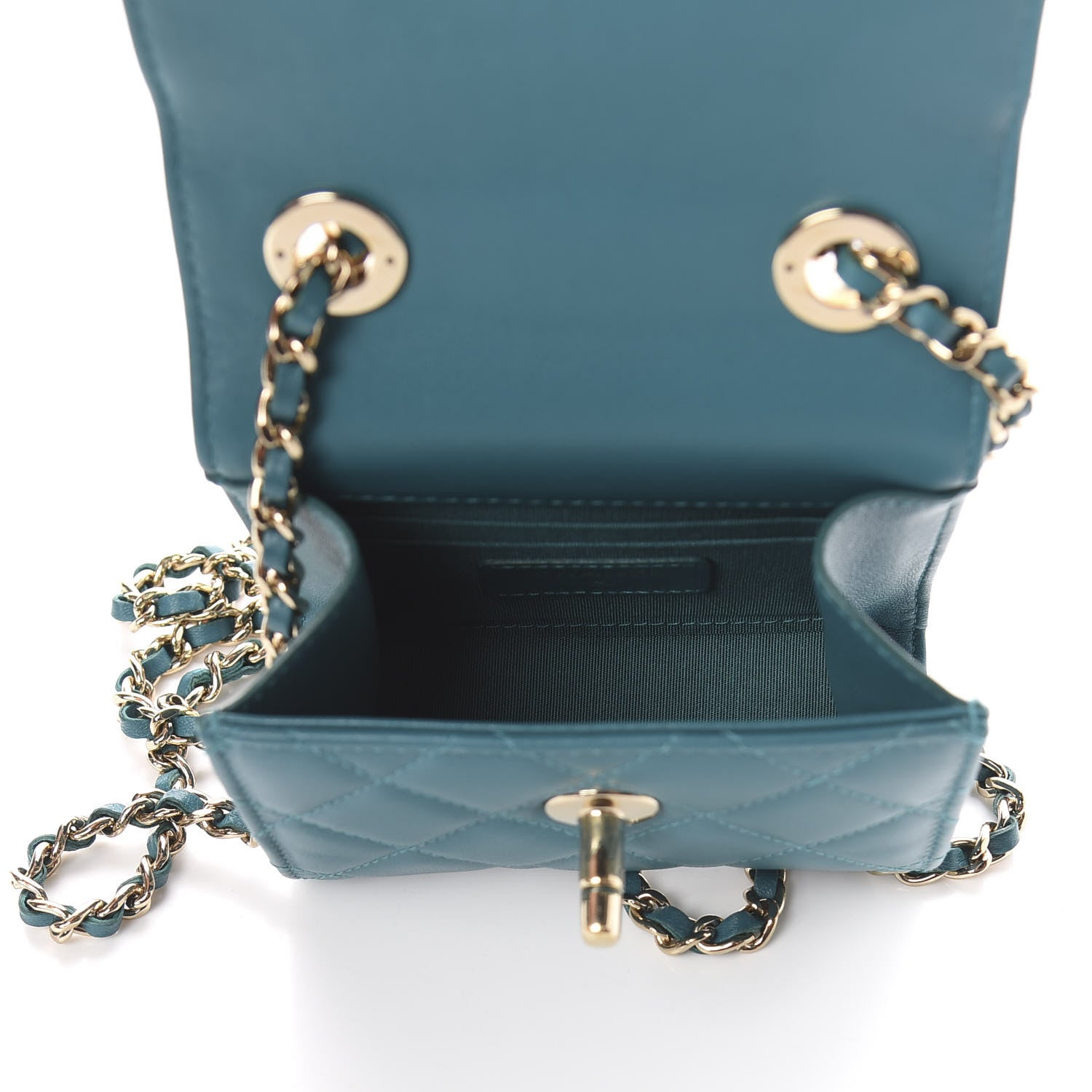 Chanel Lambskin Quilted Mini Trendy CC Chain Wallet Blue 4 of 8