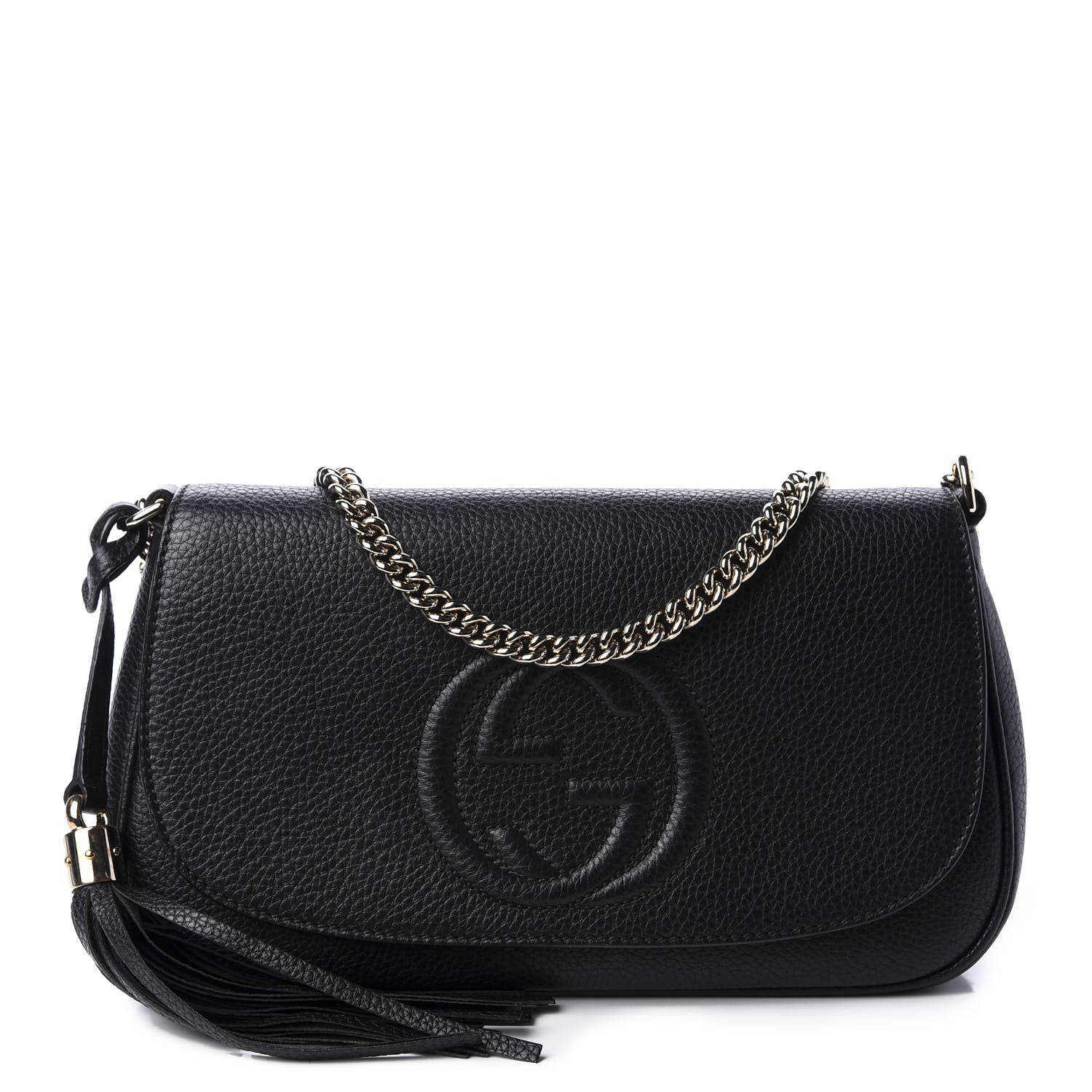 Gucci Pebbled Calfskin Medium Soho Flap Crossbody Black 1 of 11