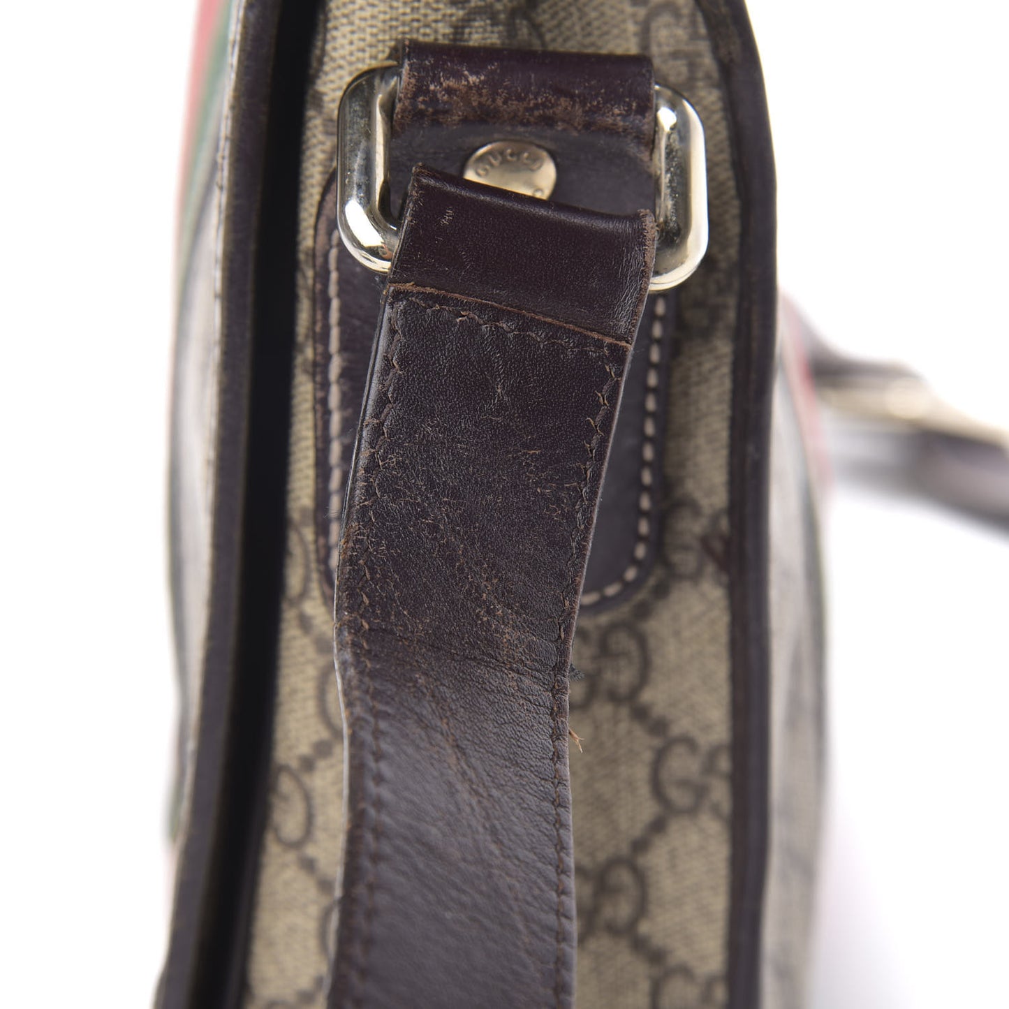 GG Plus Monogram Web Medium Flap Messenger Beige Dark Brown