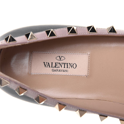 Valentino Garavani Calfskin Nappa Rockstud Ballerina Flats 37.5 Black Poudre 7 of 12