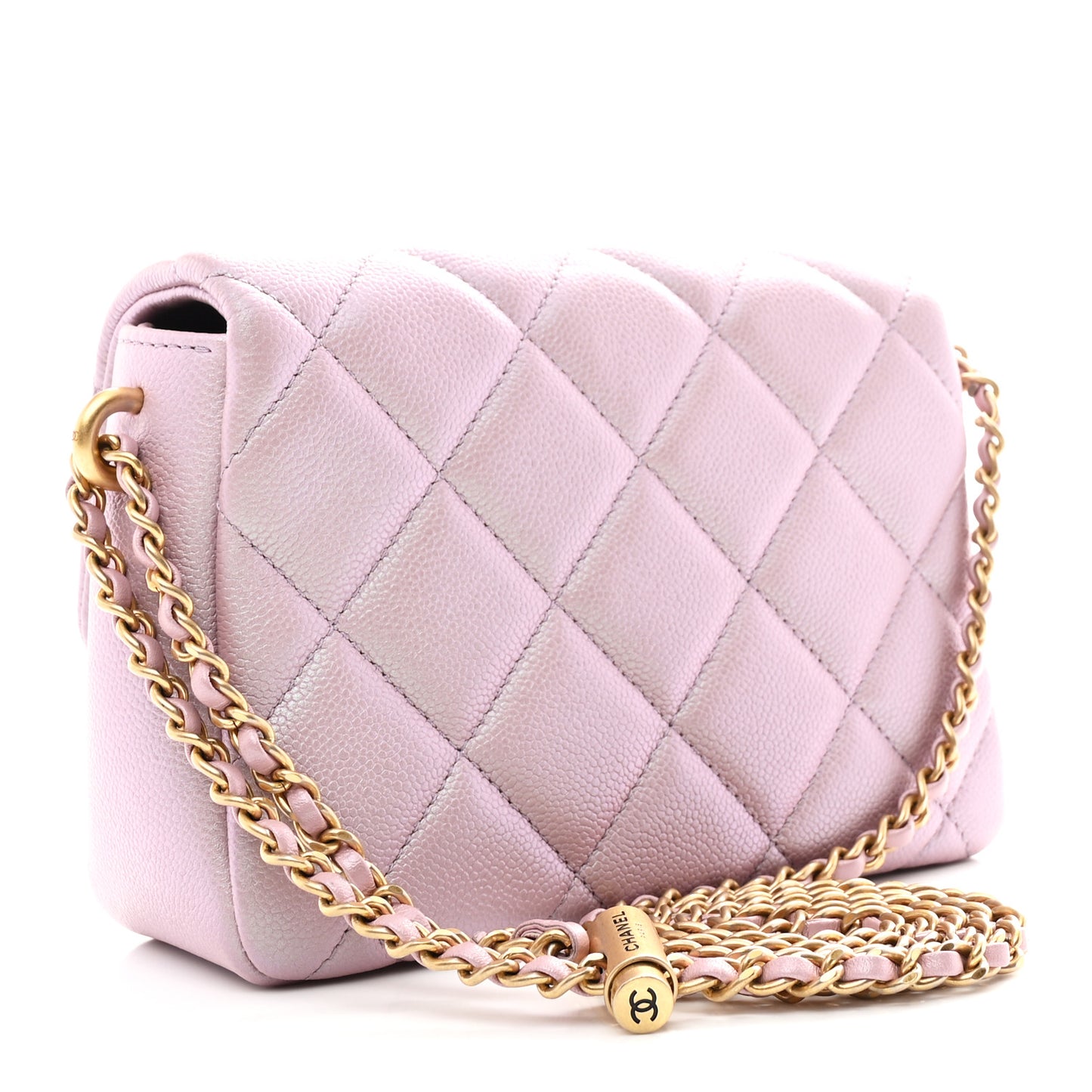 Iridescent Caviar Quilted Mini My Perfect Flap Pink