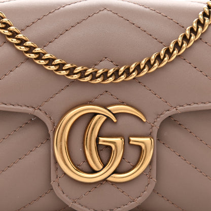 Gucci Calfskin Matelasse Super Mini GG Marmont Shoulder Bag Porcelain Rose 8 of 10
