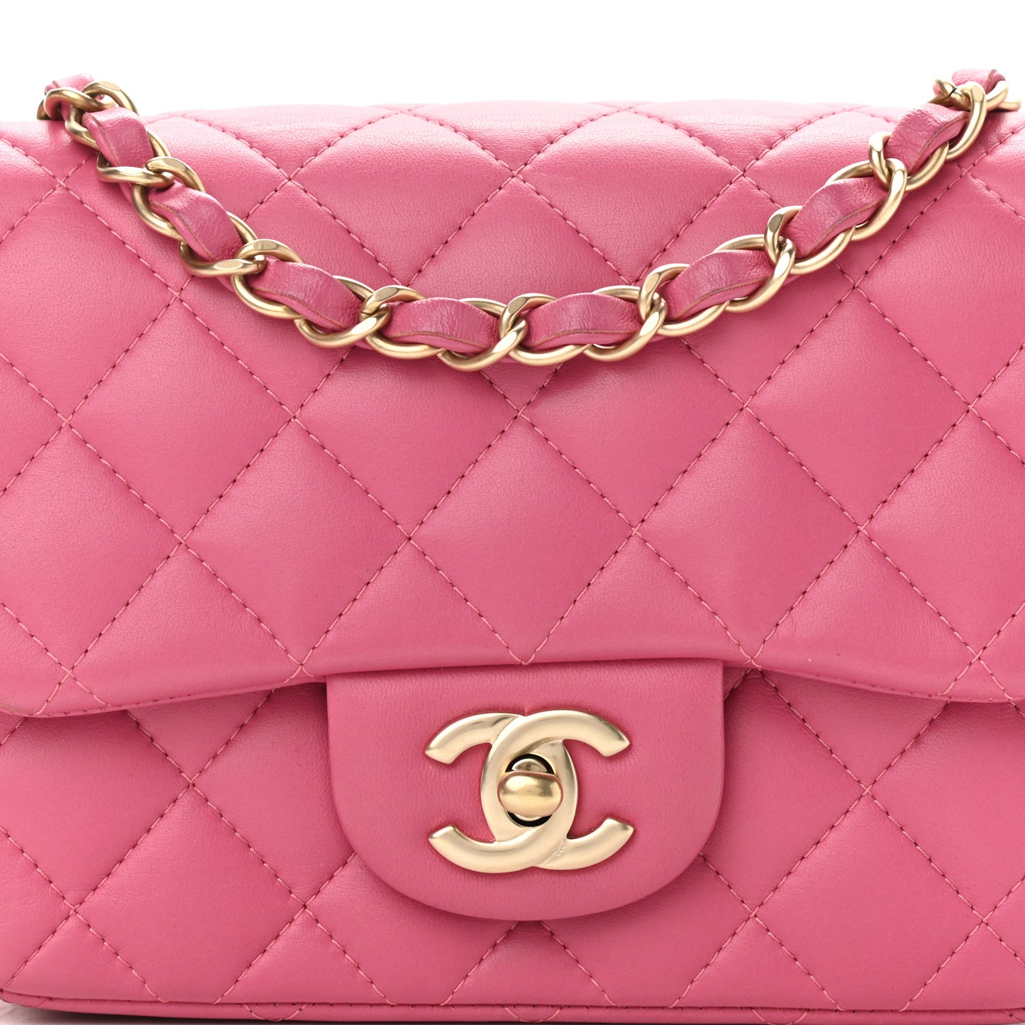 Lambskin Quilted Mini Square Flap Pink