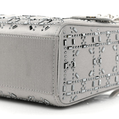 Christian Dior Satin Crystal Cannage Mini Lady Dior Gray 7 of 14