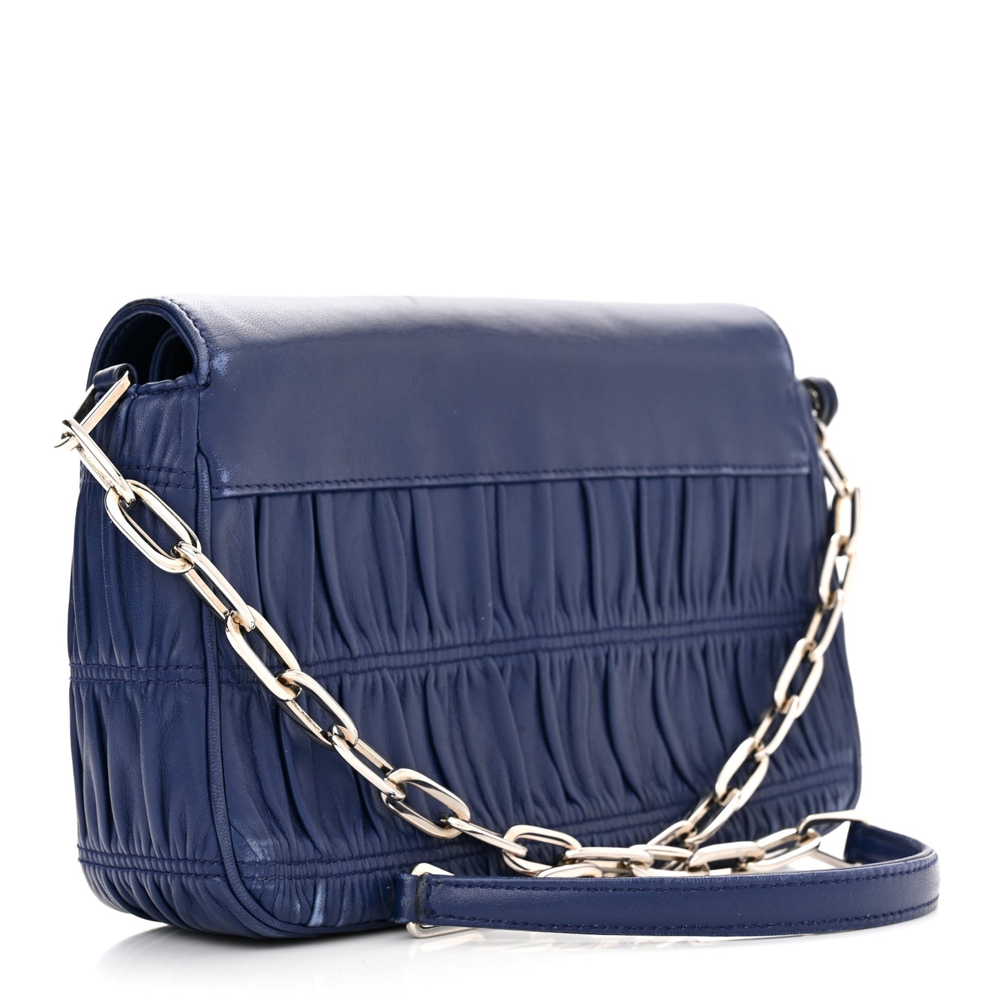 Nappa Gaufre Sound Chain Flap Shoulder Bag Inchiostro