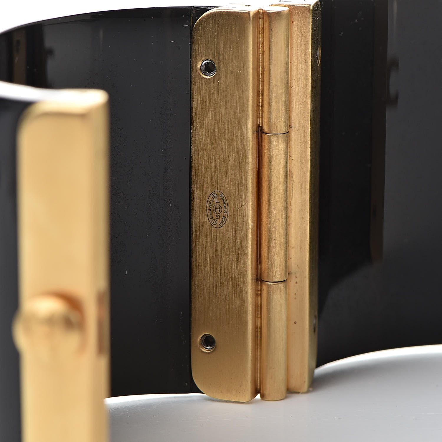 Chanel Resin CC Cuff Bracelet Black Gold 4 of 6
