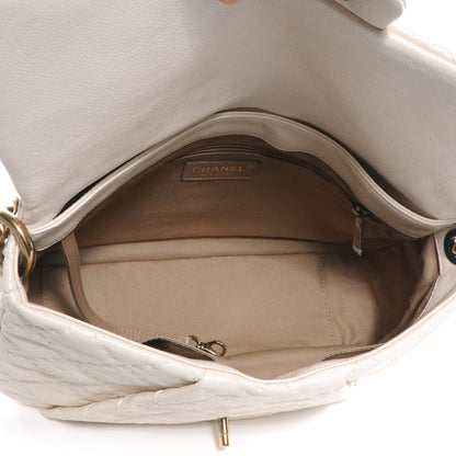 Chanel Crumpled Grain Calf Coco Pleats Messenger Flap Ivory 6 of 9