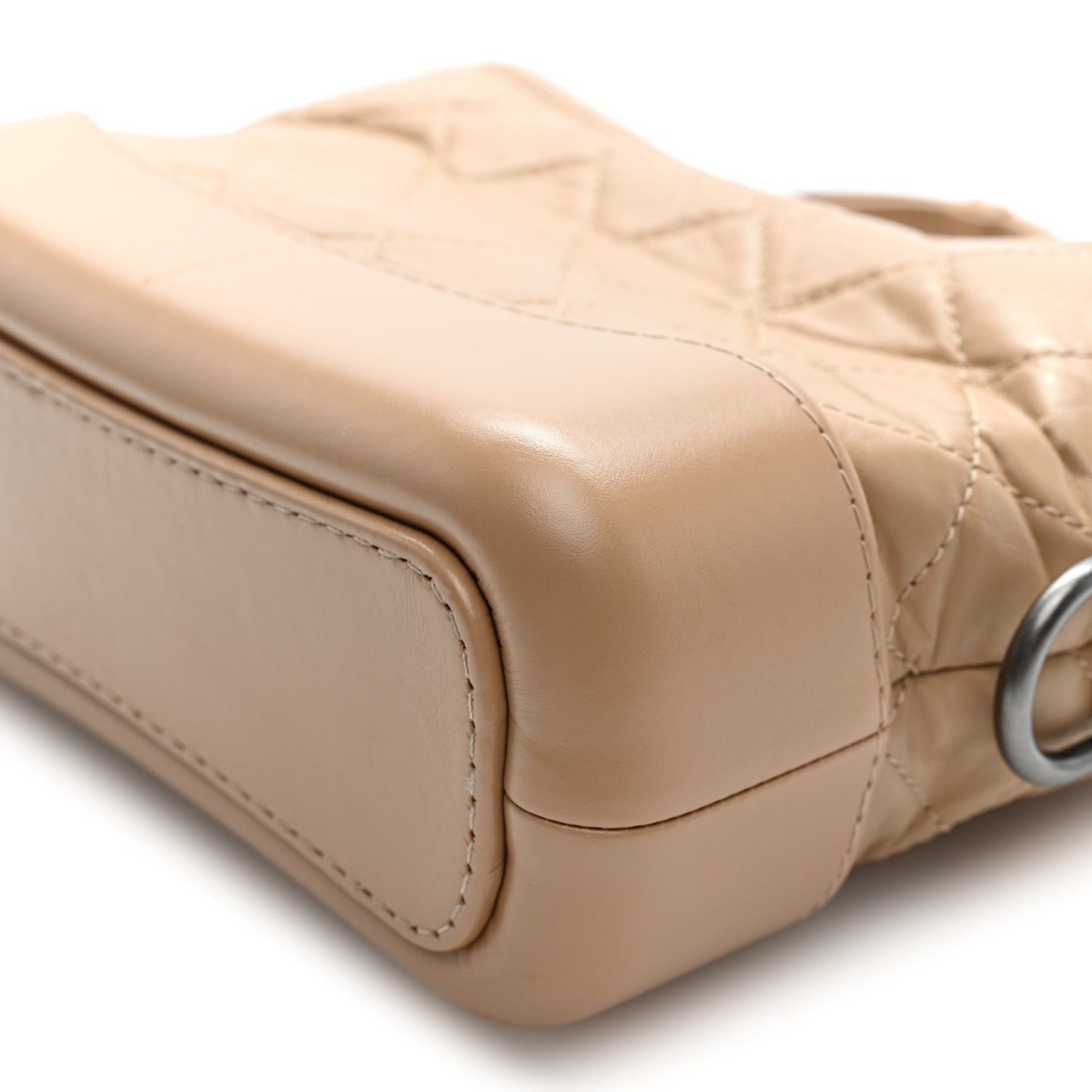 Aged Calfskin Quilted Small Gabrielle Hobo Beige