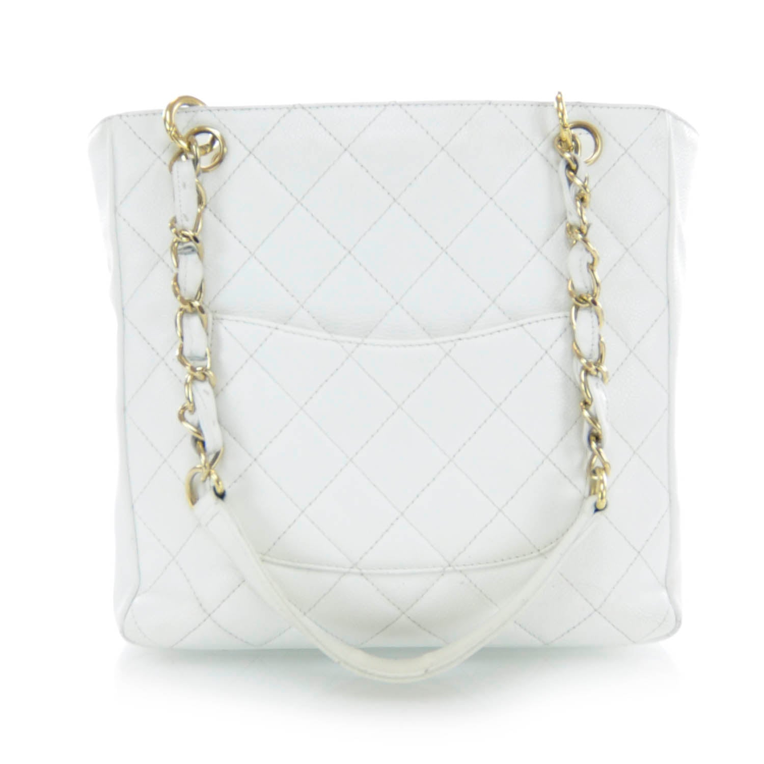 Chanel Caviar Petit Shopping Tote PST White 3 of 9