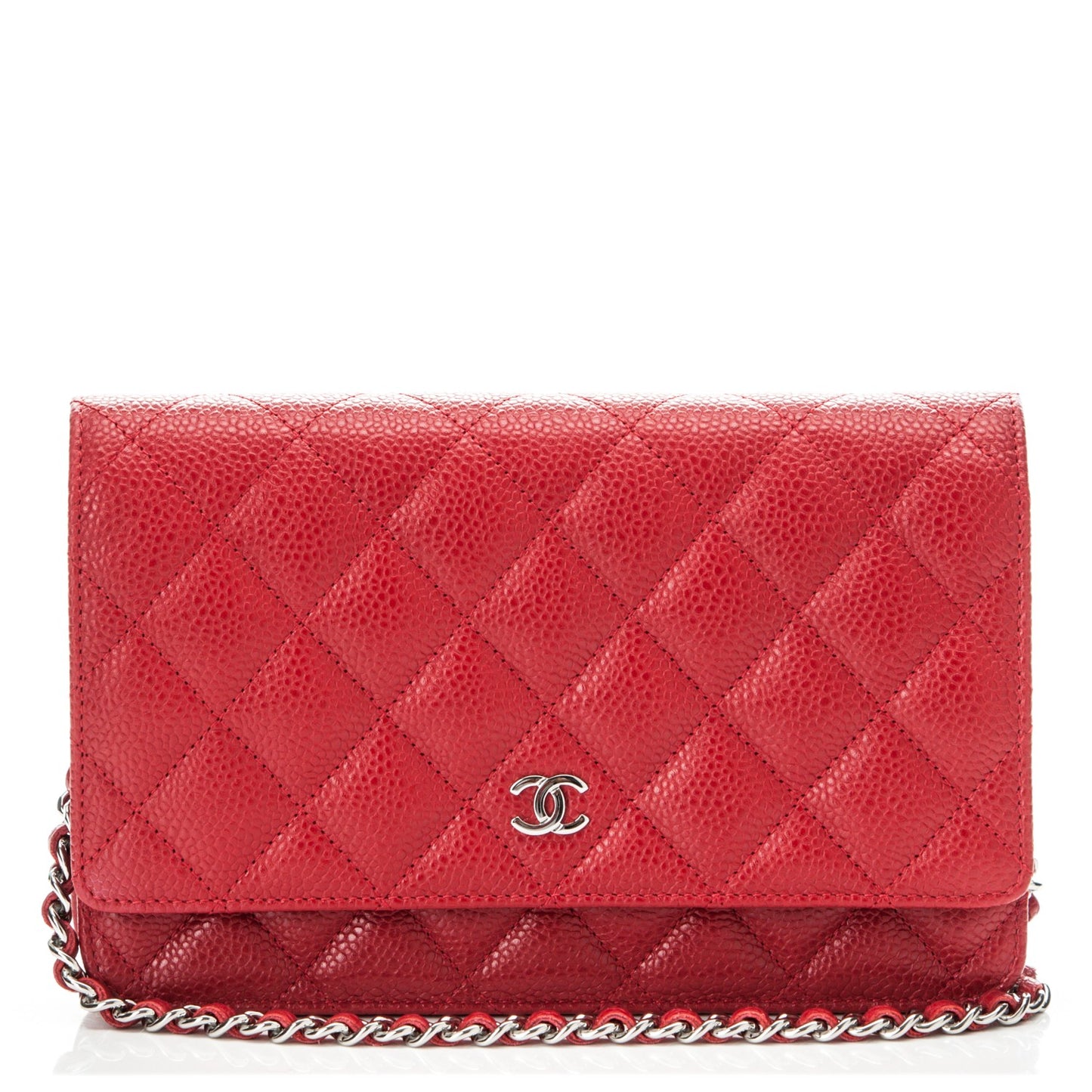 Caviar Quilted Wallet On Chain WOC Red